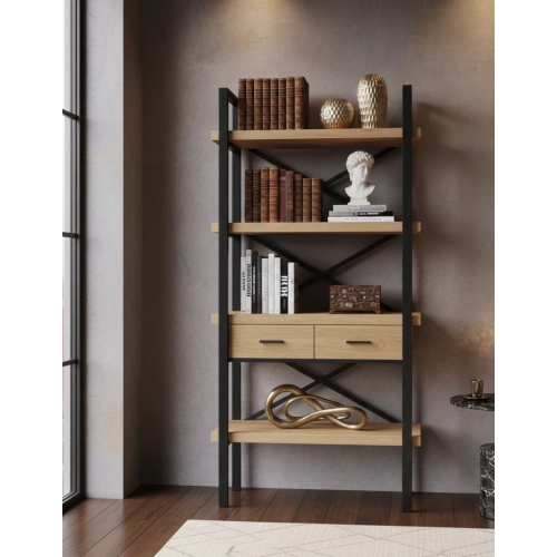 REGAŁ NA KSIĄŻKI DREWNO LITE  DĄB JESION OLCHA RNK-6